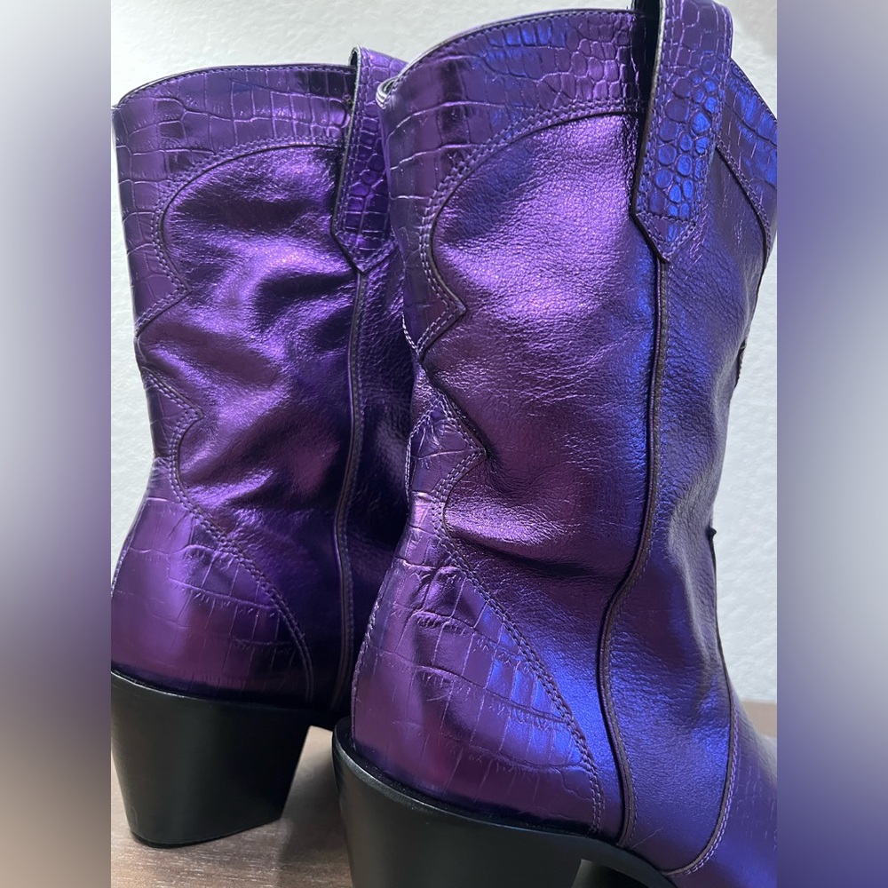 Vicenza electric Purple Metallic Western Boots cowgirl heel boots women’s size 7 - Picture 10 of 15